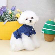 7pcs1 New Two-Legged Traction Buckle Vest Imitation Denim Spring And Autumn Clothes Bichon Teddy Pomeranian Small Dog Pet Clothes - Blue - View 9