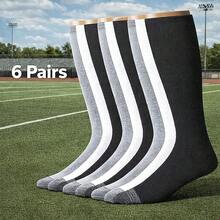 6 Pairs Men's Multi Tube Socks Over The Calf Sports Cotton Socks Big & Tall - 彩色 - 查看 11