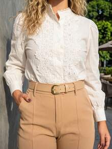 Women's Belt Set With GABI Gold Metallic Buckle In Minimalist Faux Leather - Hitam/Krem/Biru - View 7