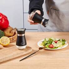 Glass Bottom Salt And Pepper Grinder Set. Includes Stable Stand, Suitable For Kitchen, Cooking Counter, RV, Camping, Barbecue, Also Can Be Used As Salt Shaker. - Multicolor - View 5