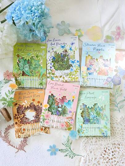 10pcs/Set Vintage Botanical Flower Decorative Stickers, Suitable For Journals, Graduation Cards, Various DIY Crafts