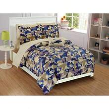 Twin - Fancy Collection 6pc /Teen Army Camouflage Beige Taupe Blue Comforter Set Twin Size New - Camuflaje - Ver 6