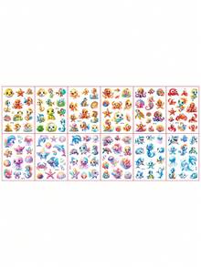Glitter Temporary Tattoo Stickers, 12 Sheets Of Cartoon Marine Life Series, 150 Cute Dolphins, Sharks, Jellyfish, Starfish, Octopus, Crab, Fish, Ocean Elements Patterns, Body And Arm Art Makeup Tattoo Stickers, Waterproof And Lasts 2-5 Days - Multicolor - View 11