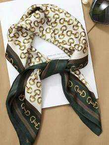 度假休闲链条印花围巾 - 綠色 - 查看 2