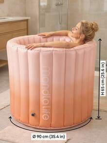 1pc Portable Inflatable Bathtub With Foot Pump, Foldable PVC Soaking Tub For Home Spa, Hot Bath, Ice Bath And Travel Use, Easy Inflate And Drain Freestanding Bath Tub For Bathroom Essentials, Compact Storage Shower Room Accessory, Relaxation Gift For Home - A - View 3