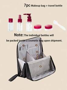 7pcs Vertical Makeup Bag Set (Including Travel Bottles), Large Capacity Multi-Functional Design With Compartments, Portable Travel/Business Toiletry Bag - Multicolor - View 12