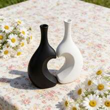 2pcs Heart-Shaped Plastic Vase Set - Modern Minimalist Home & Wedding Decor, Perfect Gift For Mother - Heart-shaped - View 4
