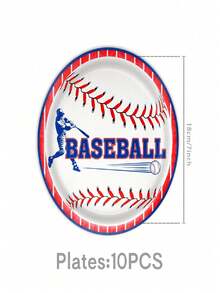 50Pcs Baseball Disposable Tableware Set, Red Blue Baseball Bat Helmet Print Paper Plates Cups Napkins, Sports Fan Game Day Baseball Birthday Home Watching Party Supplies Table Decor Essentials - Multicolor - View 9
