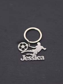 Personalisierter Fußball Schlüsselanhänger - mit Name und Team graviert, Schlüsselanhänger aus goldfarbenem Edelstahl mit Fußball Charm, Geburtstags-/Weihnachts-/Valentinstags-Geschenk für Fußballspieler, Fan - langanhaltend Sportmemorabilia, Fußball Accessoire, Teamspirit Ausrüstung, Sportdesign, polierte Oberfläche, Fan Merchandise, hochwertige Gravur, Teamunterstützer - Verschiedenfarbig - Übersicht 4