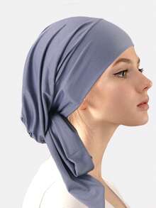 1顶女士褶皱棉质化疗帽，女士长尾头巾帽，适合日常使用 - 彩色 - 查看 24