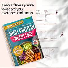 1PC A5 "High Protein For Weight Loss" Spiral Journal, 20-Min Quick Recipes & 30-Day Burn Fat Plan, Full Color Edition, All-In-One Fitness Tracker For Weight, Sleep & Steps, Perfect For Modern Women To Achieve Efficient Fat Loss At Home & Gym - A5 - View 5