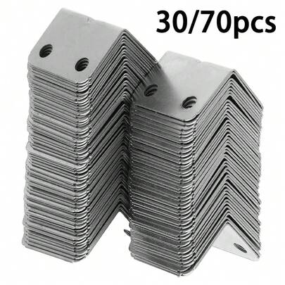 30/70 piezas Soporte de esquina de acero, Soporte de ángulo recto, Soporte de esquina en forma de L de metal resistente para estantería