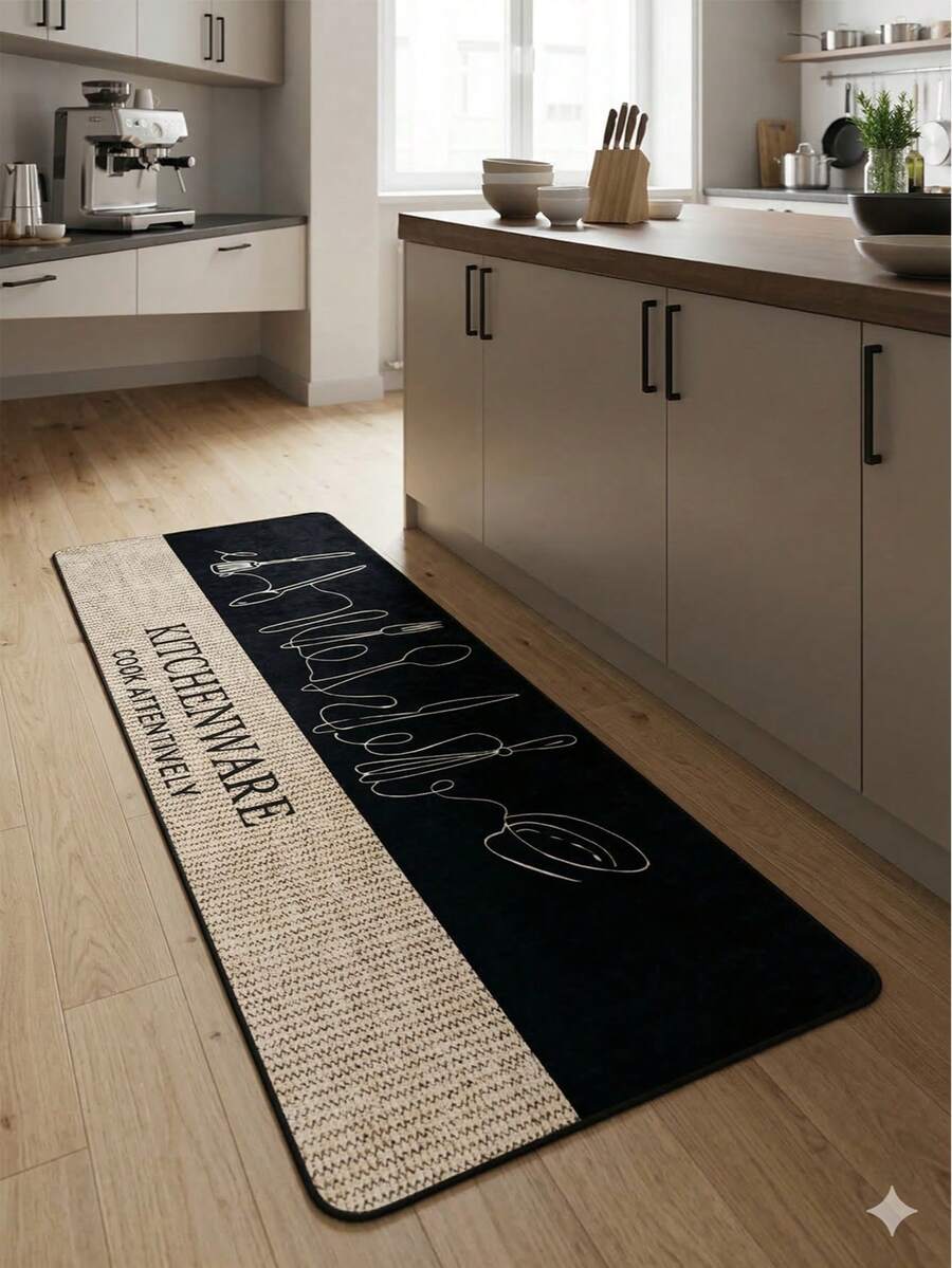 Thảm trải sàn nhà bếp – Thảm nhà bếp chống trượt có thể giặt được – 80x120, 80x150, 80x200, 80x300, 100x160, 100x200, 100x300, 120x180, 140x190, 160x230 Cm – Mềm mại & Bền - Sản xuất tại Thổ Nhĩ Kỳ - Màu be - Xem 1