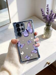 1件創意藍色閃粉蝴蝶奢華防震氣墊手機殼，適用於 S26/S26Plus/S26Ultra, S25Ultra/S25Plus/S25/S25FE, S24Ultra/S24Plus/S24/S24FE, S23Ultra/S23FE/S23/S23+, S22Ultra/S22/S22+, S21Ultra/S21FE/S21/S21+, S20Ultra/S20FE/S20/S20+, A73/A72/A55/A54/A53/A52, Note 14 Pro+ 5G, P30, Honor X6b, A74, C53, Narzo N53 - 藍色 - 查看 2