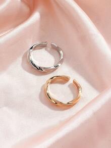 1pc Mobius Ring, Unisex Single Ring, Couple Rings, Minimalist Style Fashion Versatile Ring, Adjustable Open Design - Multicolor - View 3