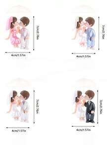 Juego de 2 piezas de paraguas con parejas besándose. Figuras coleccionables hechas de resina., Adornos de bonsái de jardín, Accesorios decorativos DIY, Decoraciones del hogar, Decoraciones de oficina, Decoraciones de la consola central del coche, Decoraciones de boda. - A - Ver 5