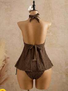 Bellisia Women's Relaxed Vacation Polka Dot Textured Fabric Camisole Yellow Bikini Tankini Elegant Dress Women Beach Outfit Women's Beach Bikinis Summer 2026 Women's Summer Vacation, Graduation Season, Wedding Season, Back-To-School Season, Easter Season Party & Lunch Cute Casual Summer Camisole - Sweet, Romantic, Countryside Style Knit Texture, Ruffle Detail, Elastic Waist, Relaxed Hemline, High Low Design, Yellow Spaghetti Strap Tankini New Year's Wear Party A Numbered Women's Off-The-Neck And Backless Casual Vacation Topboho Easter Beach Outfits Hawaii Music Festival Tropical Vacation Yellow Bathing Suit Set Vintage Swimsuit Lemon Bathing Suit Lace Swimsuit Seashell Bathing Suit - 咖啡棕 - 查看 2