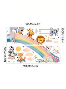 Cartoon Animal, Rainbow Slide, Cloud, Sun Wall Stickers, Suitable For Children's Room, Kindergarten, Self-Adhesive Decorative Wall Decals - Multicolor - View 5