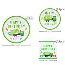 Green Car Happy Birthday Disposable Party Tableware Set, 7/9 Inch Disposable Paper Plates, Napkins, Suitable For Family Gatherings, Gender Reveal, Celebrations, Birthdays, Weddings, Parties, Picnics - Multicolor - View 8