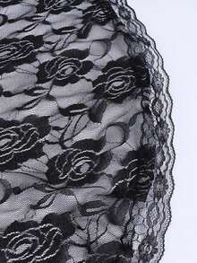 1pc Women's Vintage Rose Lace Hollow Out Shawl, Versatile Fashion Semi-Circle Lace Edge Shawl, Women's Single Party Church Bridal Veil Headpiece - Multicolor - View 8