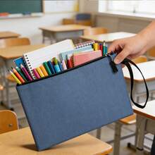 1个简约蓝色大容量铅笔盒，多功能铅笔盒，学习用品，铅笔袋，化妆包，办公用品，返校礼物，返校季，文具，多功能铅笔袋，文具收纳袋 - 筆袋 - 查看 3