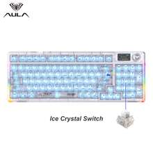 AULA Bàn phím cơ trong suốt F98Pro V3, 3 chế độ kết nối: Bluetooth không dây, có dây, không dây 2.4GHz, núm xoay và màn hình TFT thông minh, thiết kế gắn gioăng, chuyên nghiệp cho game thủ, pin 10000mAh, phù hợp cho văn phòng và chơi game. - Xem 13