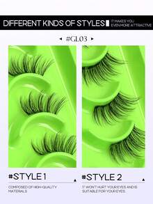 20对自然半片猫眼透明带假睫毛，蓬松轻盈3D仿貂毛假睫毛套装，柔软条状假睫毛 - 适合角色扮演假睫毛、睫毛、仿真睫毛 - 黑色 - 查看 6