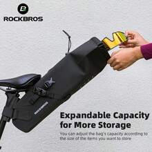 ROCKBROS 1 túi đựng đồ phía sau xe đạp chống thấm nước, thiết kế miệng rộng, dung tích lớn 3L, có dải phản quang giúp đi xe ban đêm. - màu đen - Xem 2