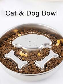 1 bát ăn cho thú cưng bằng thép không gỉ 304, bát cho mèo và chó, chống tràn, chống trượt, chống sặc, bát ăn chậm, phù hợp cho mèo và chó, bát đựng thức ăn cho thú cưng, chống tràn, bát ăn chậm hình tròn, bát ăn dễ thương cho chó, bát ăn dễ thương cho mèo. - 22cm - Xem 2