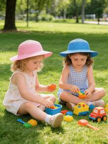 1顶儿童草帽，适合作为礼物、日常外出、野餐、日光浴、海滩度假等场合。 - 彩色 - 查看 3