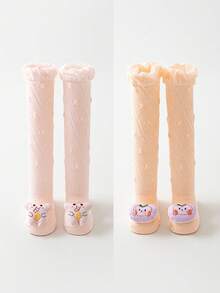 2 Pairs Baby Long Socks, 0-1 Year Old, Breathable Mesh, Cartoon Animal Pattern, Summer - Multicolor - View 17