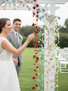 78.7 Inch/200cm Pearl Garland, Pearl Garland Wreath Rose Ribbon Beaded Decor Pearls Suitable For Wedding, Party, Holiday Floral And DIY Supplies - Multicolor - View 10