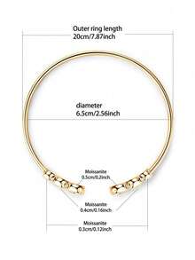 Pulsera de plata de ley 925 con moissanita, adecuada para hombres y mujeres, regalo esencial, apropiada para uso en fiestas, incluye caja de regalo y certificado GRA - Dorado - Ver 6