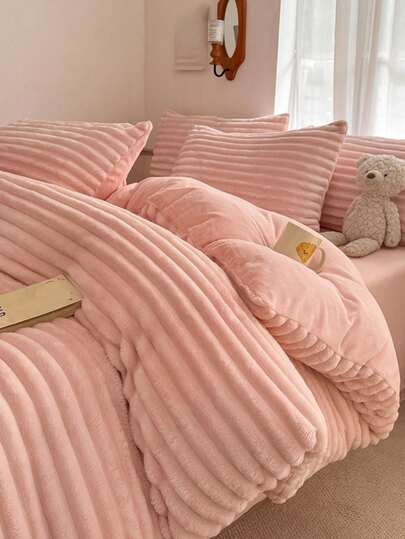 3pcs Soft Plush Crystal Velvet Quilt Cover Set, Comfortable And Skin-Friendly, Suitable For Bedroom And Guest Room