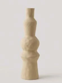 1pc Geometric Column Vase Decorative Ornament, Retro Artistic Home Decor Vase, Niche Aesthetic Flower Vase For Living Room And Entryway, Minimalist Geometric Pillar Vase, Multi-Use Floral Container For Fresh Dried Artificial Flowers, Elegant Vintage Style Tabletop Decoration, High-End Artistic Vase For Home Style Enhancement, Decorative - Medieval Geometric Column Vase - View 15