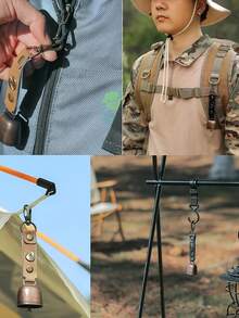 2件套响亮熊铃带哨子套装，磁性消音熊铃，适用于徒步、露营、钓鱼、划船和登山等紧急安全哨。 - 彩色 - 查看 2