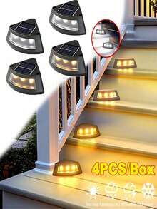 1/4/8pcs Solar Stair Lights, IP65 Waterproof Outdoor LED Deck Lights, Solar Fence Lights Suitable For Yard, Path, Front Door, Patio And Stairs - HP-2501 - View 5