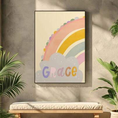 彩虹图案，女孩房装饰，定制墙画，个性化印刷品，女孩卧室墙面装饰，女孩海报，婴儿房墙画，波西米亚风格。