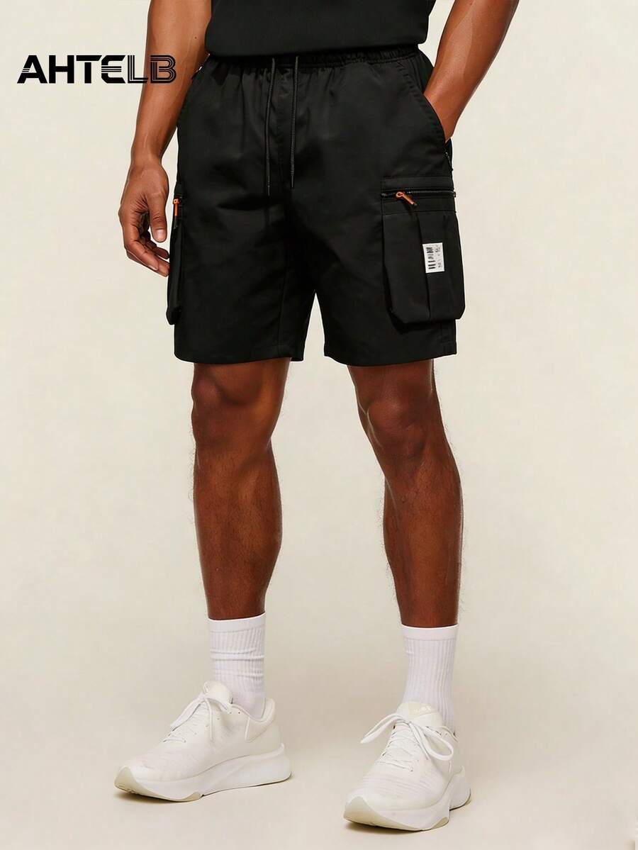 AHTELB Men's Outdoor Casual Cargo Shorts, Spring/Summer - Black - View 1