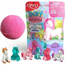 ZIMPLI Bomba Alien Baff Grande de 100 g con Juguete Sorpresa en su Interior, Regalos para Fiestas, Rellenos, recompensas, Juguete para el baño - Unicornio - Ver 2
