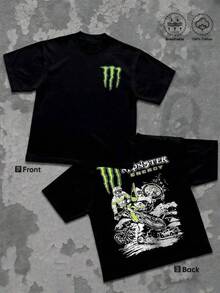 Graphic-Shirt Cotton Tees Size Plus, Motocross 220g T Shirt 1pcs Streetwear 100% Cotton Y2K Swag Men Clothes, Vintage Sade Double Sided Graphic TShirt, Extreme Dirt Bike Digital Printed T Shirt Gifts For Men ,Y2K,Oversized Shirt Men,Summer Tops - 黑色 - 查看 1