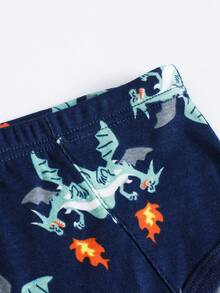 6pcs/Pack Boys' Soft Cotton Truck & Dinosaur Pattern Underwear, Young Boy Triangle Briefs - Blue and White - View 3