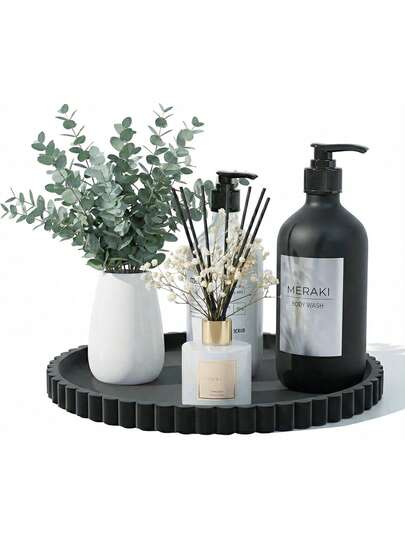 Bandeja de tocador de baño de silicona, bandeja decorativa moderna y redonda para encimera, organizador impermeable e irrompible para cosméticos y perfumes, extra gruesa y resistente, fácil de limpiar para velas