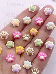 30pcs Mixed Resin Colorful Cartoon Mini Cat Paw Flat-Backed Craft Embellishments, DIY Scrapbooking Jewelry Making Accessories - Random mixed - View 8