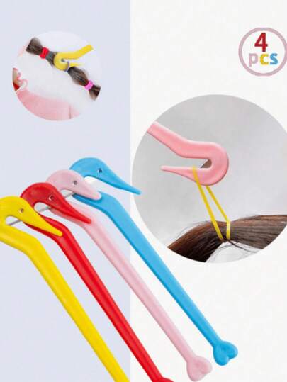 4件套儿童发饰拆卸工具套装，专为拆卸儿童发饰而设计，采用优质材料制成，可轻松拆卸各种发圈并快速解开发结，方便实用。