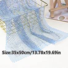1pc Tulle Mesh Elastic Fabric With Luxury Rhinestones, 35x50cm, Suitable For Wedding Dress, Headscarf Decor - Multicolor - View 3