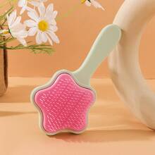 Customized Text Logo 5-Pointed Star Comb, Cute Star Massage Comb, Tangle-Free Smooth Hair Brush, Rounded Teeth Won't Hurt Scalp, Anti-Static Massage Brush, Portable Pocket Comb, Daily Hair Care Essential For Girls - Multicolor - View 9
