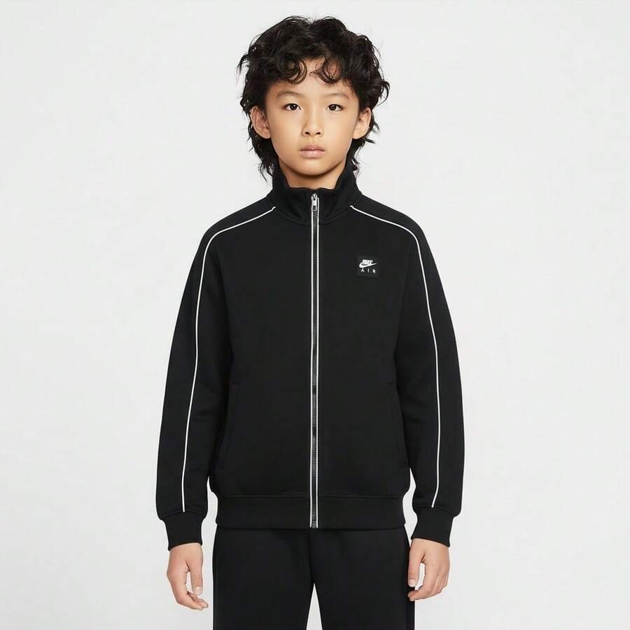 Nike Youth K NK AIR FLC TRK JKT Woven Hooded Jacket II7348-010 - Black - View 1