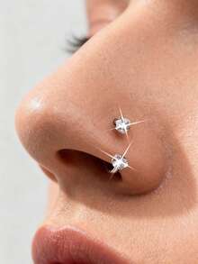 马蹄形鼻环（含可替换锆石）、内螺纹心形星形鼻环、不锈钢唇环、眉环、耳廓环、耳钉等穿刺饰品 - 彩色 - 查看 8