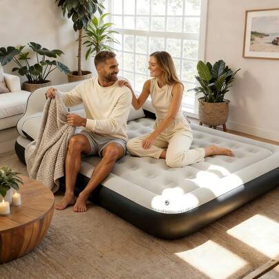 1 pieza Colchón inflable de aire para exteriores, Almohadilla inflable para camping, Cojín inflable de terciopelo, Alfombra gruesa de PVC, Cama inflable para interiores, Esterilla para pesca, Colchón de camping ligero, Fácil de transportar (Bomba no incluida)